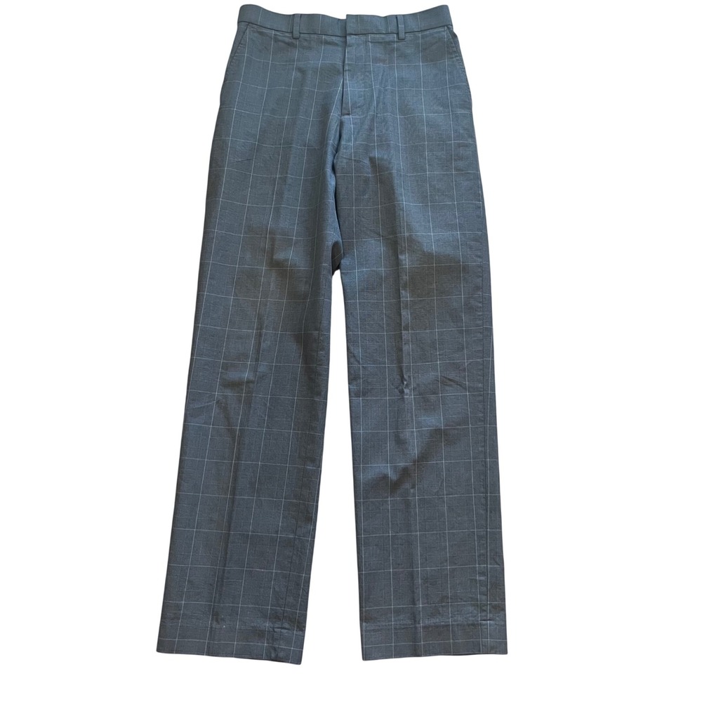 Banana Republic Modern Fit Gray‎ Windowpane Plaid Dress Pants Mens 33x34 Cotton